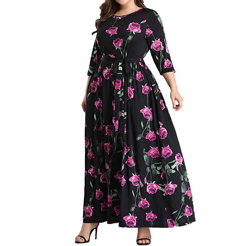 Женское платье, vestidos de verano vestido vadim ropa mujer, платья vestidos verano, Повседневное платье с принтом, рукав три четверти, XL-5XL, Z4