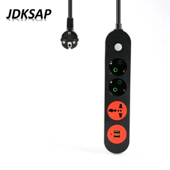 

EU Travel Socket Power Board Smart Socket Power Adapter 1.8M Extension Cable Extension Socket 2 USB Universal Jack Charger