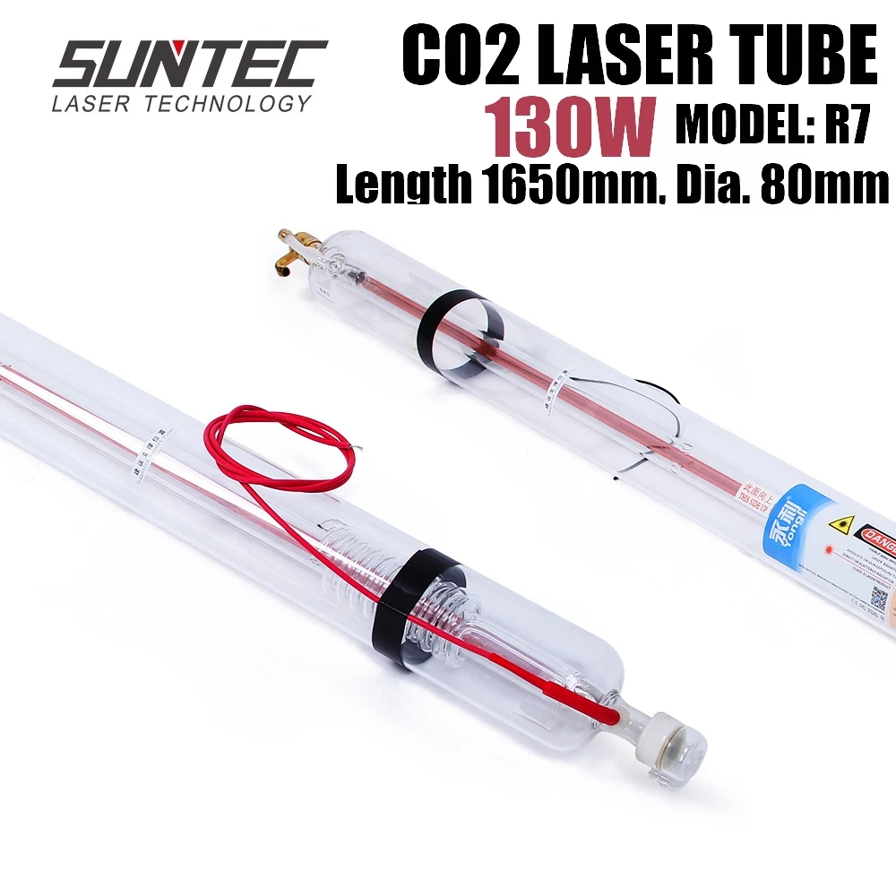 SUNTEC YL R7 130 Вт CO2 лазерная трубка длиной 1650 мм диаметр. 80 мм для CO2 лазерной гравировки резки с деревянной упаковкой коробки