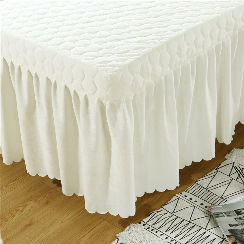 1PC Soft Beauty Salon Bed Skirt Crystal Velvet Solid Color Bed Spread for Hairdresser Esthetic Salon 80*190cm Custom size#a