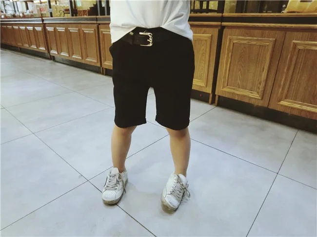 Spring Summer New Products Solid Color Versatile Children Black And White Shorts Medium-small tong zhong ku Fashion