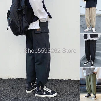

2020 overalls summer wide leg casual pants men's Tide brand loose wild straight ankle-length pants