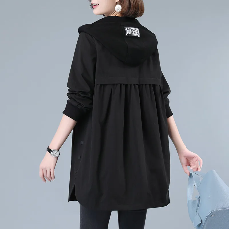 2021 New Autumn Women Jacket Casual Basic Coat Pocket Zipper Jackets Long Sleeve Female Windbreaker Loose Hooded Outwear C-37