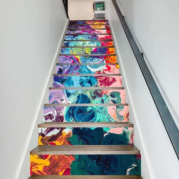 

Home Decor Decal Abstract Colorful PVC Waterproof Art 3D Print Gift Sticker Self Adhesive Diy Paper for Bedroom Stair Sticker