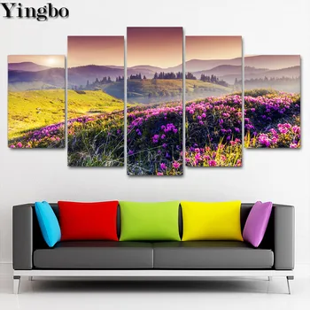 

5 Pcs full square round 5d diy diamond painting Flower rural scenery rhinestone embroidery beads cross stitch kits mosaic art