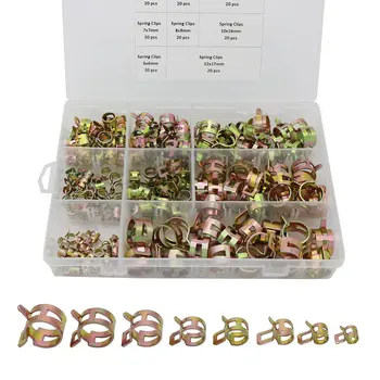 

160PCS Spring Band Type Action Fuel Line Silicone Vacuum Hose Pipe Clamp Low Pressure Air Clip Clamps Fasteners Assortment Kit
