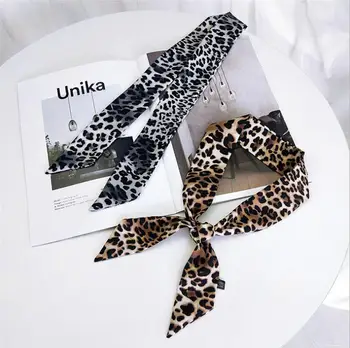 

11 Designs Fashion Leopard Print Long Scarf For Ladies Bandana Fashion Silk-Like Handkerchief Women's Bag Scarf 2020 (Size:90cm)