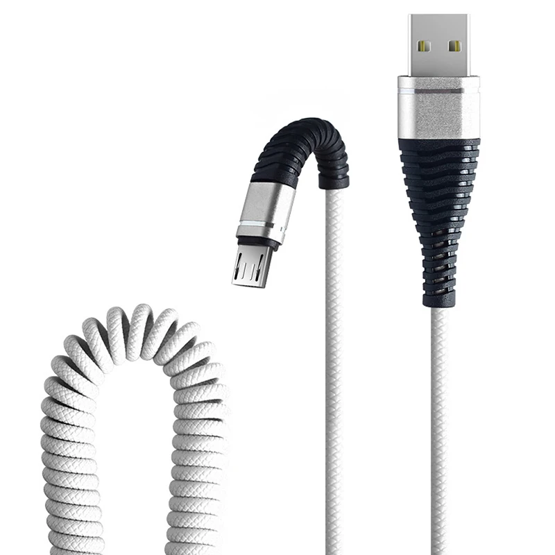 White Весна Micro USB кабель для iPhone samsung Быстрая зарядка данных провод Шнур зарядное устройство usb type C 1,2 m выдвижной для мобильного телефона Кабели - Тип штекера: White
