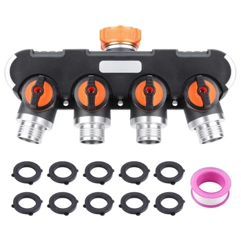 

4 Way Garden Hose Splitter Heavy Duty Water Hose Adapter, for Outdoor Faucet, Sprinkler, Drip Irrigation Systems, Lawns
