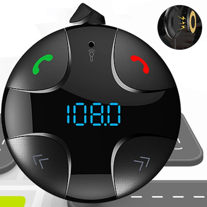 Universial Bluetooth 4,2 автомобильный комплект громкой связи fm-передатчик MP3-плеер и USB зарядное устройство магнитный