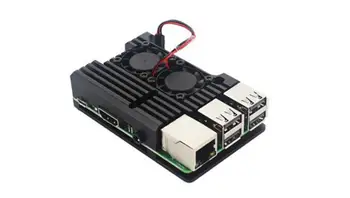 

10pcs Aluminum Case with Dual Cooling Fan Metal Shell Black Enclosure for Raspberry Pi 3 Model B+