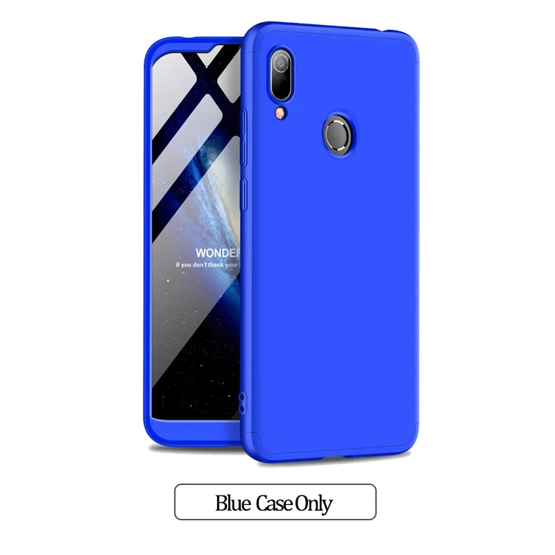 Blue Case Only 3-в-1 защитный чехол для huawei y 6 чехол на хуавей у6 жесткий Пластик анти-противоударный бампер чехол honor9 9 lite 360 Полное покрытие honor 8a 8 a чехол+ стекло хонор 9 лайт чехол хонор 8а чехол - Цвет: Blue Case Only