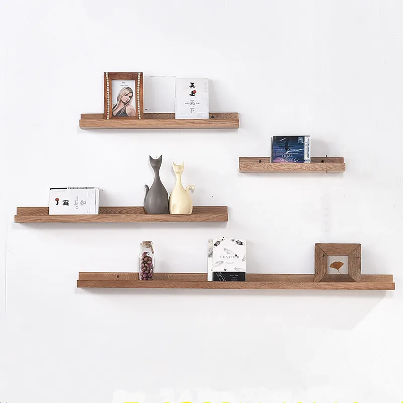 

Solid Wood A- line Partition Minimalist Modern Storage Shelf White Oak TV Backdrop Shelf Living Room Wall Storage Shelf
