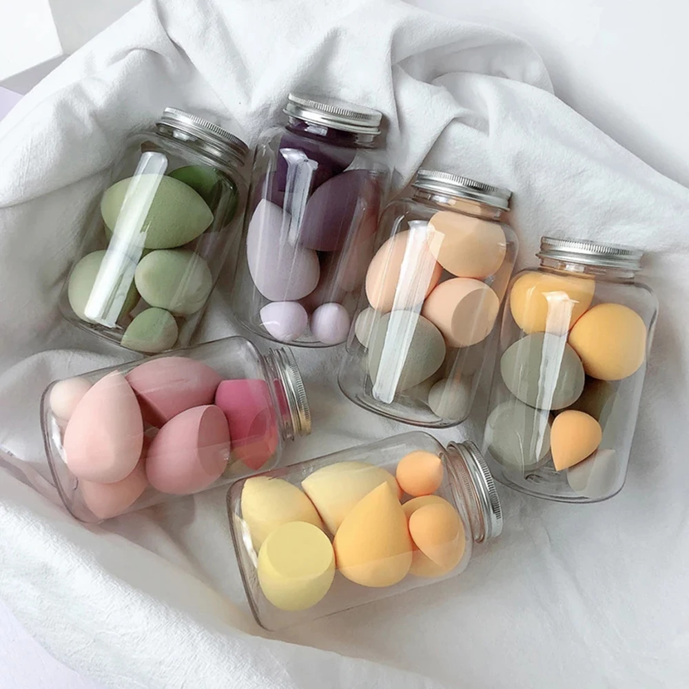 7-teiliges Make-up-Schwamm-Set in verschiedenen Größen, für trockene und nasse Anwendung, Foundation, Puder, Rouge, Kosmetikschwämme für Frauen, Make-up-Tools mit Aufbewahrungsbox_voghion.com