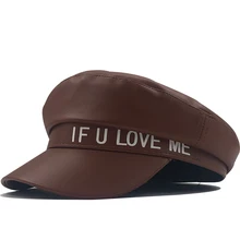 Берет женские шапки осень/зима для женщин дамы Pu кожаный берет Кепка boina Feminina Gorras Bone Винтаж Англия черный