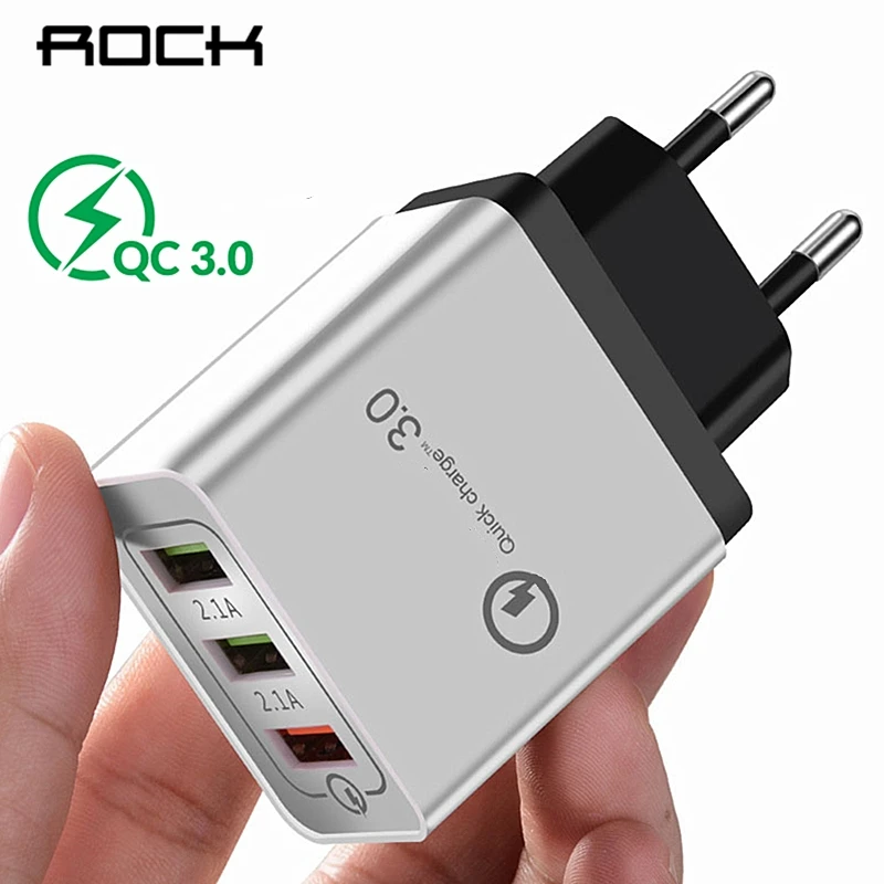 Зарядное устройство ROCK с 3 USB портами и поддержкой быстрой зарядки QC 0|fast charge|dual