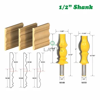 

2pc/set 12mm Shank Milling Cutters 1/2" Large Reversible Crown Molding Router Bit Armrest Line Groove For Woodworking MC03050