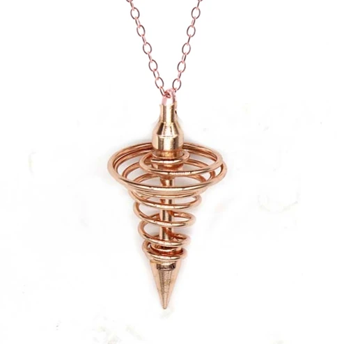 Rose gold necklace Рейки металлический маятник для выдавливания гадания Исцеление духовный Wicca для женщин и мужчин амулет Спиральный Конус Пирамида кулон Шарм ювелирные изделия - Окраска металла: Rose gold necklace