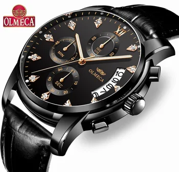 

Relogio Masculino OLMECA Men's Watches Luminous Hands Chronograph Quartz Wristwatch Top Brand Luxury Business Watches Auto Date
