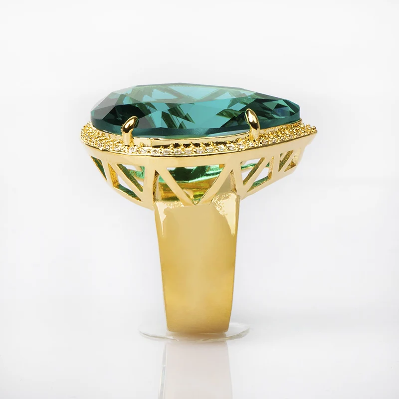 Luxury Design Silver 925 Jewelry Gemstones Ring for Women Large Water Drop Shaped Emerald Party Banquet Female Gift silver ring,silver rings,gemstone ring,emerald gemstone ring