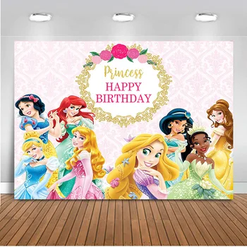 

Princess backdrop for photography customize children birthday party background for photo studio girl party decoration supplies