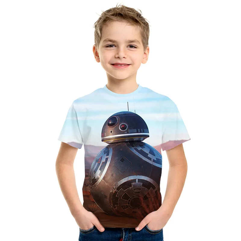 Новинка года, летняя футболка для девочек и мальчиков с принтом «Звездные войны» крутая футболка с 3d рисунком для маленьких детей Детские топы с супергероями, брендовая футболка для малышей - Цвет: NT-693