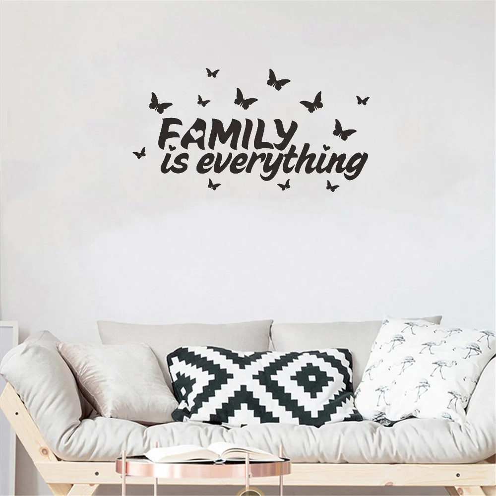 

Creative Family Is Everything Wall Sticker Butterfly Quote Wall Decals Wall Stickers Parlor Bedroom Decoration Vinyl ph777