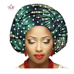 2021 Multi-Colored With Pearls Beauty African Headtie For Women Africa Female Headwraps Hight Quality Cotton Head Scarfs AF007