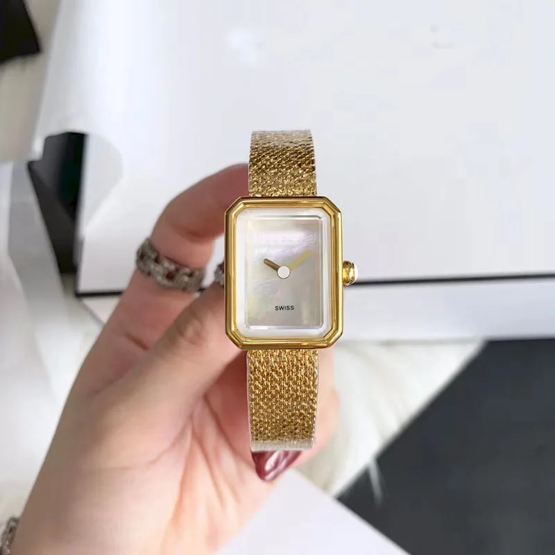 Женский браслет montre кварцевые наручные часы Femme белые/черные прямоугольные часы серебро/желтый/розовое золото цвет для женщин - Цвет: yellow gold white