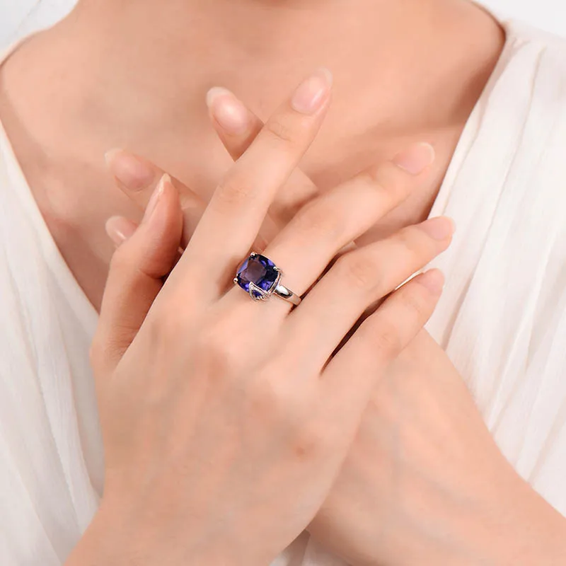 Bague Ringen, серебро 925, хорошее ювелирное изделие с драгоценными камнями, фиолетовое кольцо для женщин, простая геометрическая форма, аметист, размер 6, 7,8, 9,10, женский подарок