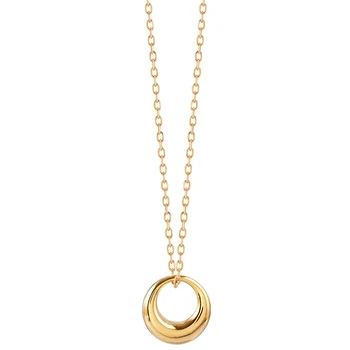 

100% 925 Sterling Silver Champagne Gold Geometric Pendant Necklace Personalized Women Fashion Chain Kpop Simplee Jewelry Gift