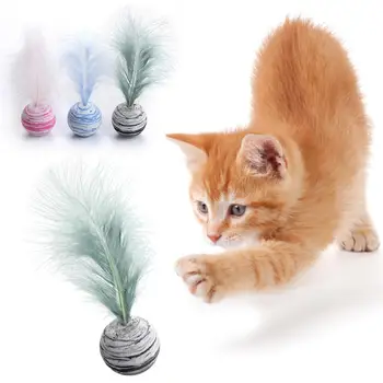 

3-in-1 Star Texture Ball Feather Cat Toy For Fetch Training Chewing And Teething Interactive Fun Throwing Toy Home Pet Supplies