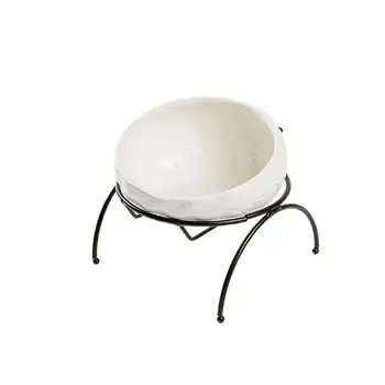 

Dog Cat Bowl,Ceramic Pet Bowl with Non-Slip metal Stand,Water Bowl Dish for Cats