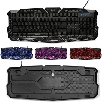 

Adjustable 3colors Crack Illuminated LED Backlight USB Multimedia PC Gaming Keyboard Game Set Kit High Quality Accessories