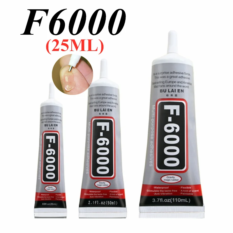 F6000 25ml líquido multiuso industrial adesivo diy jóias artesanato strass fix tela do telefone cola de vidro prego gel diy ferramenta