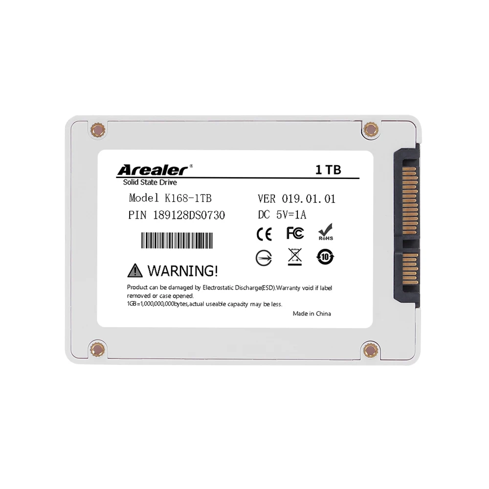 Arealer 2,5 дюймов SSD 1 ТБ твердотельный накопитель 8G 512G SATA 3 SSD твердотельный высокоскоростной накопитель для настольного ноутбука Белый