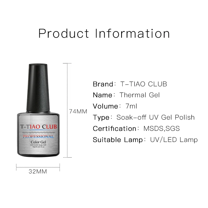 T-TIAO CLUB Thermal Glitter Gel Nail Polish Holographic Temperature Color-changing Varnish Semi Permanent Nail Art Gel Lacquer