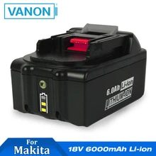 VANON для Makita 18 в 6000 мАч 6.0Ah аккумуляторная батарея для электроинструментов со светодиодной литий-ионной заменой LXT BL1860B BL1860 BL1850