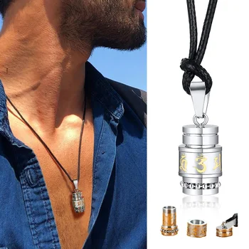 

SACRED GROUND TIBETAN PRAYER WHEEL MALA NECKLACE FOR MEN MEDITATION GIFT