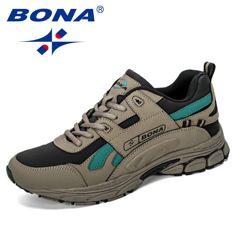 Medium grey black BONA/ новые дизайнерские мужские кроссовки из яловичного спилка, спортивная обувь для бега, удобные мужские кроссовки, прогулочные спортивные кроссовки, модная обувь - Цвет: Medium grey black