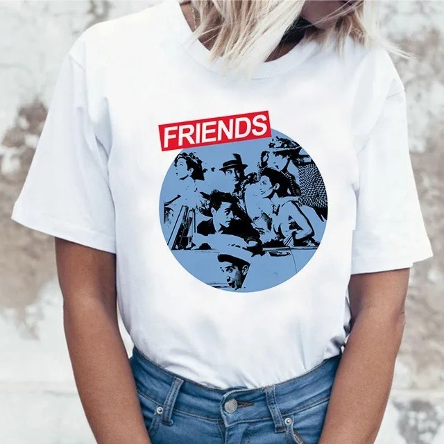 Harujuku Kawaii Friends ТВ футболка для женщин в Корейском стиле модная футболка Ulzzang 90s Графический с героями телесериала «друзья» футболка женские футболки