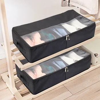 

4 Cell Oxford Washable Under Bed Shoe Organizer Holder Shoes Box Underwear Bra Socks Container Clothing Organizers Storage Bags