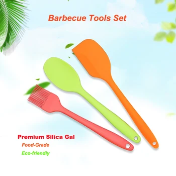

5 PC/Set Food-Grade Silica Gal Brush Silicone Spoon Barbecue Shovel BBQ Tools Set Silicone Cooking DIY Utensils Set