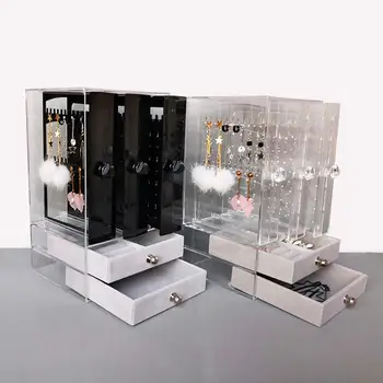

Portable Cosmetic Jewelry Organizer box Drawer Dust-proof Earrings Ear Studs Display Stand Holder Bracelet Jewelry Storage Rack