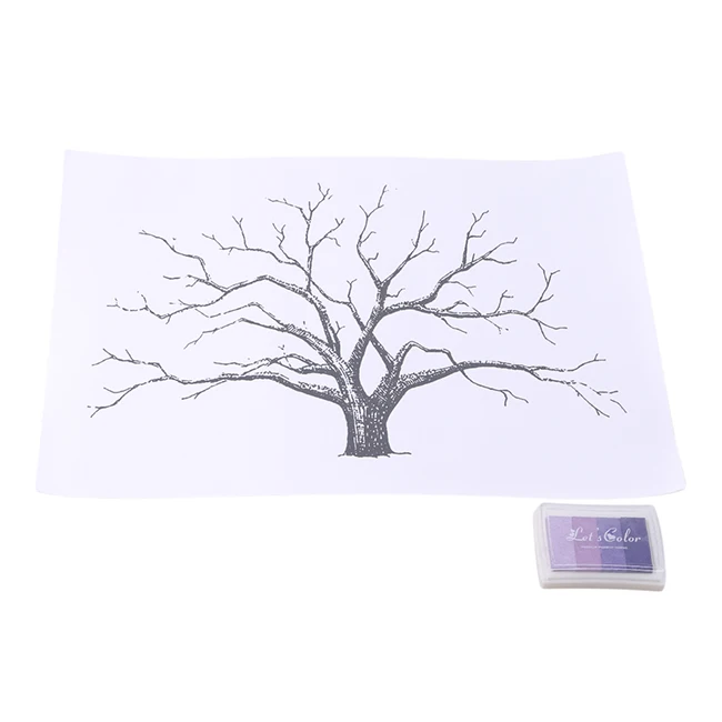 Purple tree Персонализированная Картина на холсте с отпечатком пальца, свадебное дерево, гостевая книга, свадебные подарки, сделай сам, украшение для вечеринки на день рождения - Цвет: Purple tree