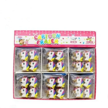 

4 Pcs/pack Cartoon Mini Animal Unicorn Rubber Pencil Erasers Office School Student Correction Eraser Stationery Kids Prize Gift