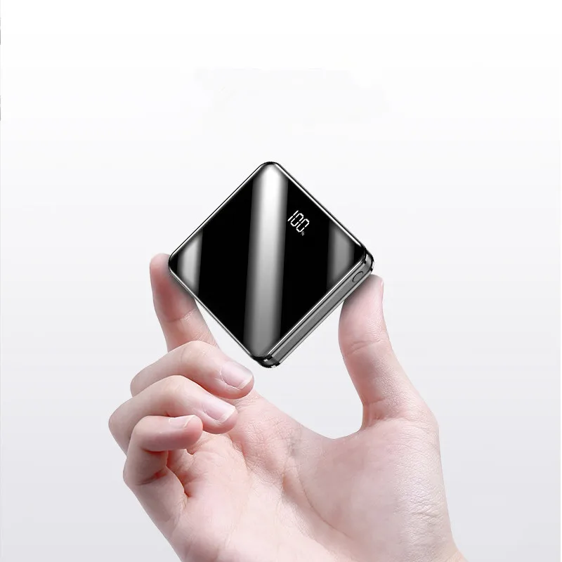 Мини внешний аккумулятор 20000 мАч с зеркальным экраном светодиодный дисплей