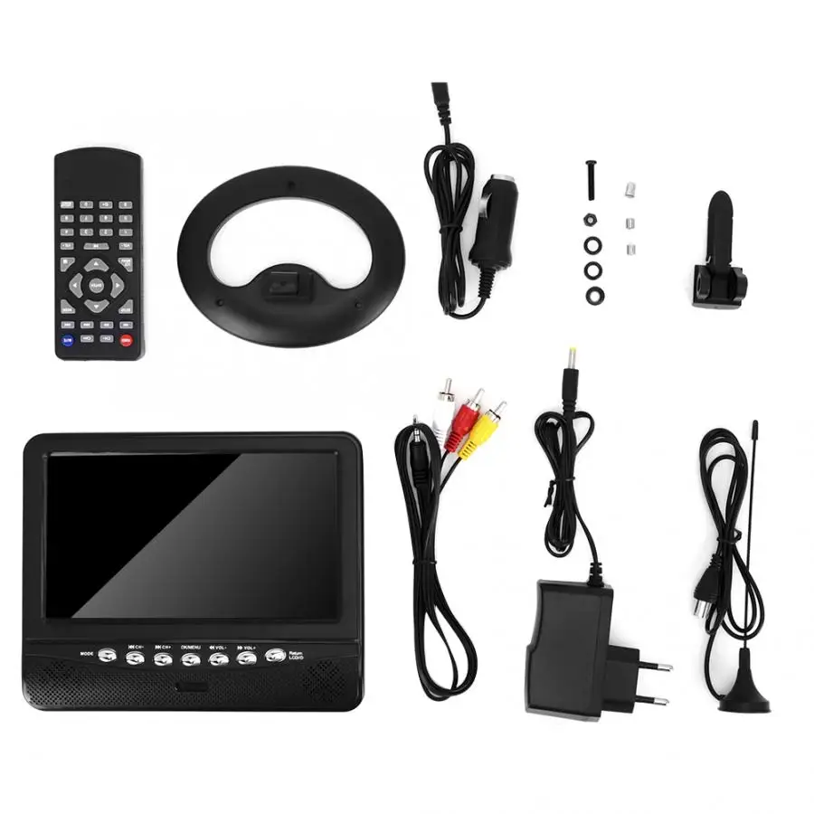7,5 дюймов портативный lcd HD аналоговый мобильный ТВ-плеер монитор ЕС штекер 100-240 В Поддержка FM радио PAL/NTSC/SECAM ТВ система