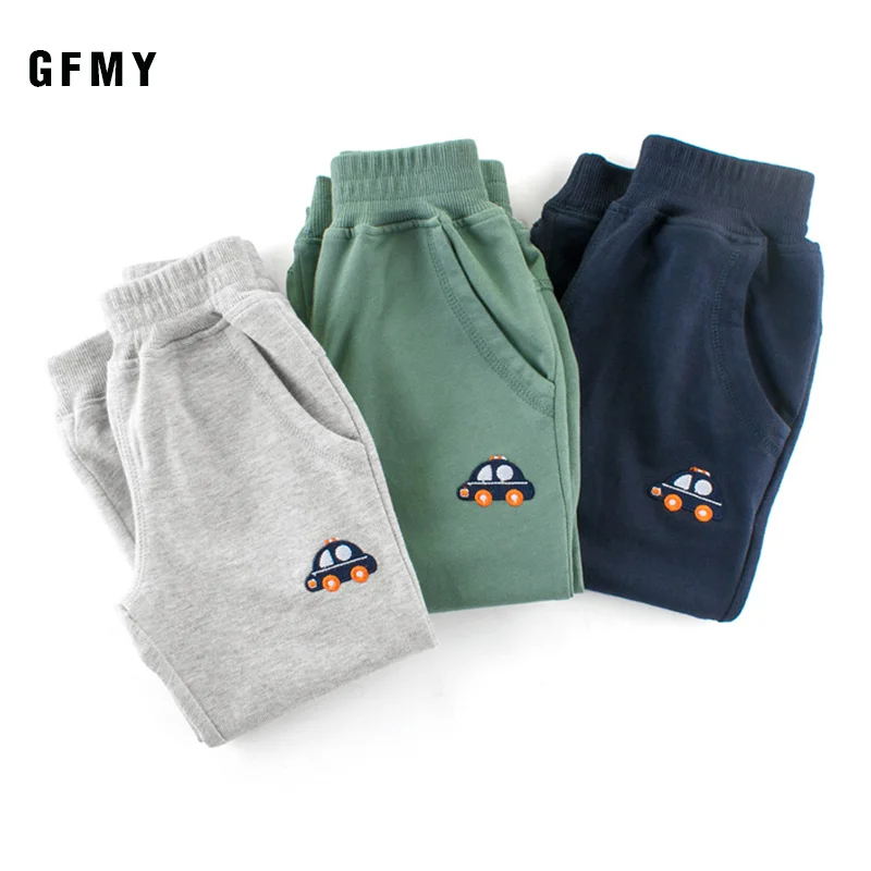 GFMY/ спортивные штаны; Новинка; повседневные однотонные длинные детские штаны с вышитым инженерным автомобилем и карманами; уличная одежда; Штаны для мальчиков 24 месяца