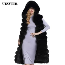 Осенне-зимнее женское пальто из искусственного меха повседневные однотонные Длинные куртки пальто модное винтажное теплое меховое пальто с капюшоном Casaco Feminino